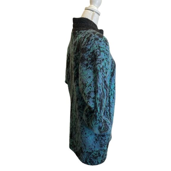 Vintage Hilda Wool Sweater Jacket Made in Iceland Size Small Blue Black - Picture 3 of 11